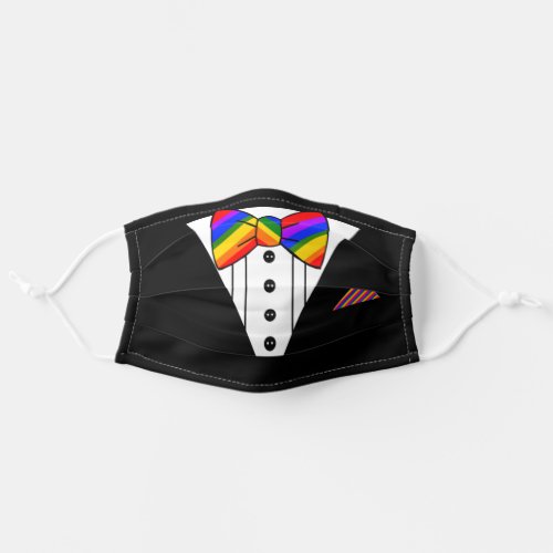 Tuxedo With Rainbow Bow Tie Formal Adult Cloth Face Mask