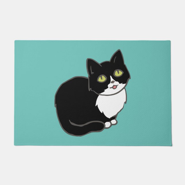 Tuxie Tuxedo Cat Doormat (Front)