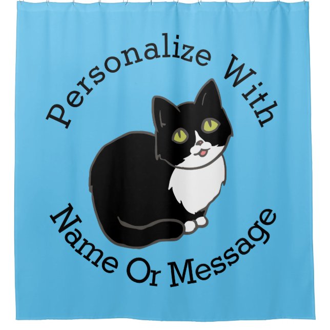 Tuxie Tuxedo Cat Shower Curtain (Front)