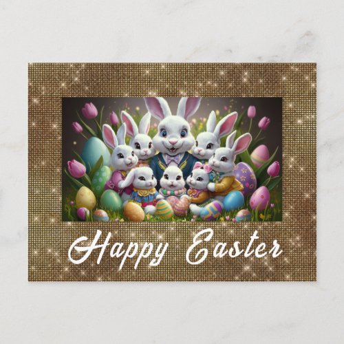  TV1 Happy EasterBunny  Flowers Eggs Postcard