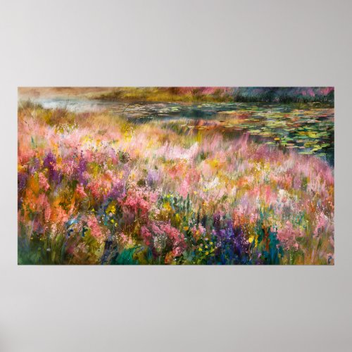  TV2 Ethereal Wild Flowers Pond Lily Pads Art  Poster