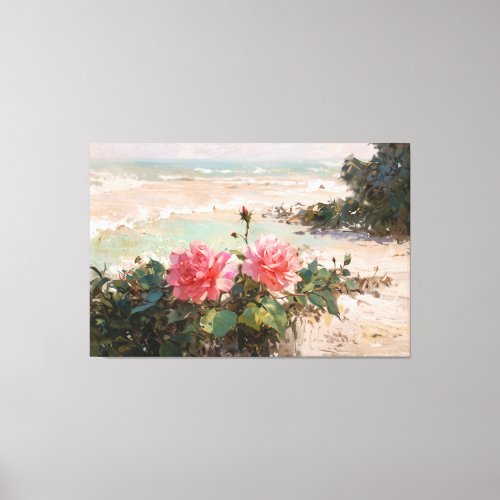  TV2 Pink Beach Roses Stretched Canvas Print