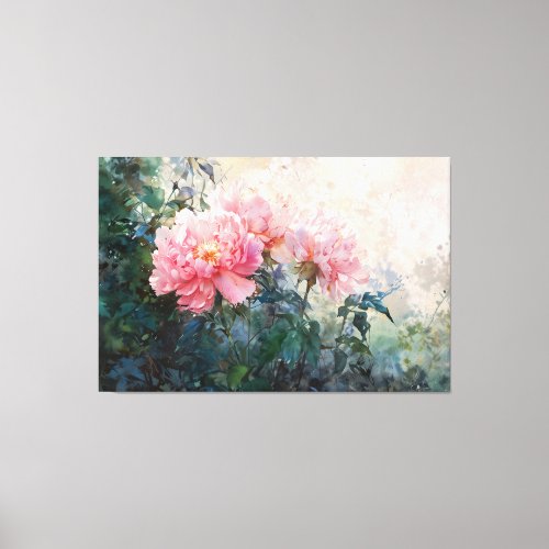  TV2 Vintage Painting Art Watercolor Pink Peony Canvas Print