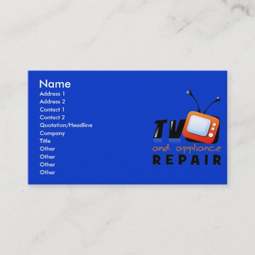 TV and Appliance Repair Business Cards