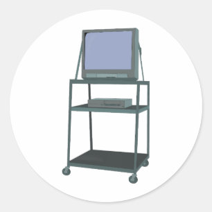 TV and VCR cart Classroom 80s 90s Funny School Classic Round Sticker