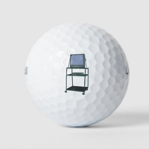 TV and VCR cart Classroom 80s 90s Funny School Golf Balls