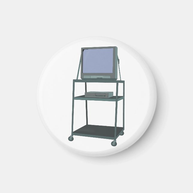 TV and VCR cart Classroom 80s 90s Funny School Magnet (Front)