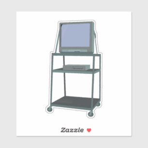 TV and VCR cart Classroom 80s 90s Funny School Sticker
