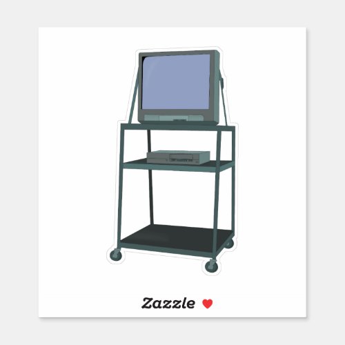 TV and VCR cart Classroom 80s 90s Funny School Sticker