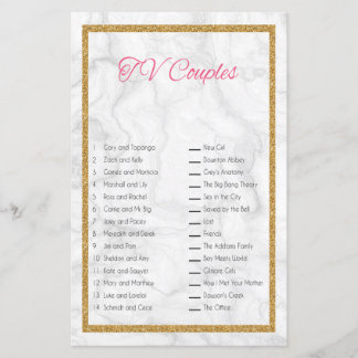 TV Couple Matching Marble and Gold Bridal Shower