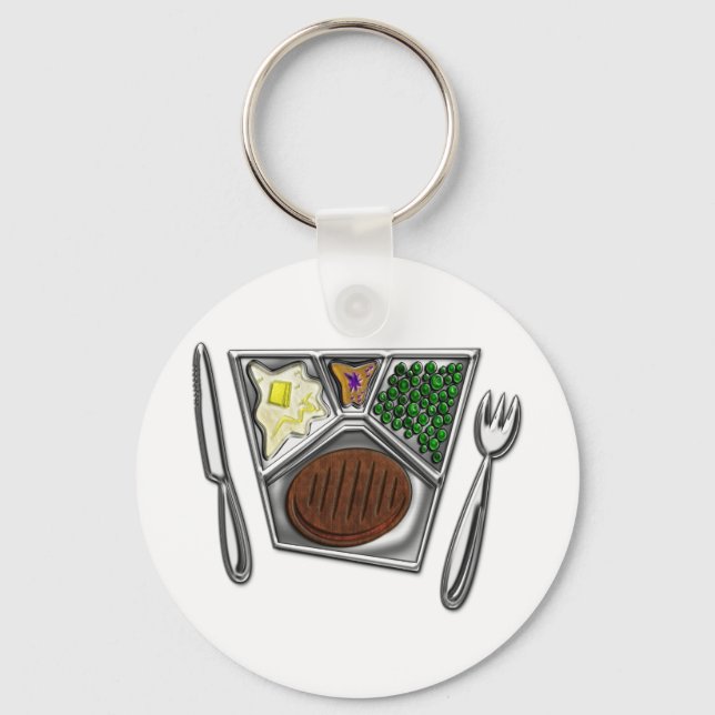TV Dinner Knife and Spork Keychain (Front)