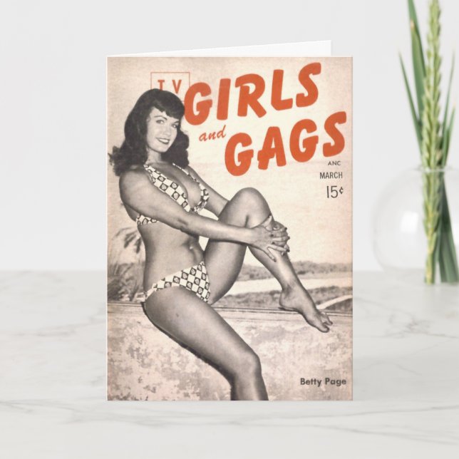 "TV Girls and Gags" Note Card w/ Bettie Page cover (Front)