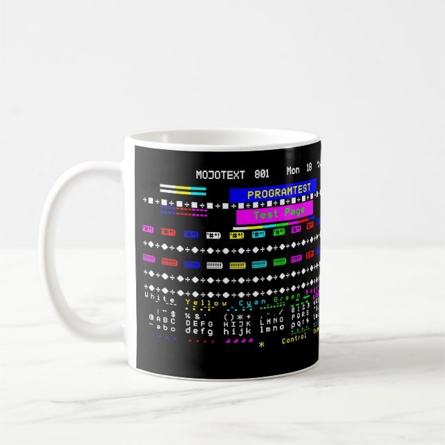 Tv Nostalgia 1980s Teletext Test Page Coffee Mug (Left)