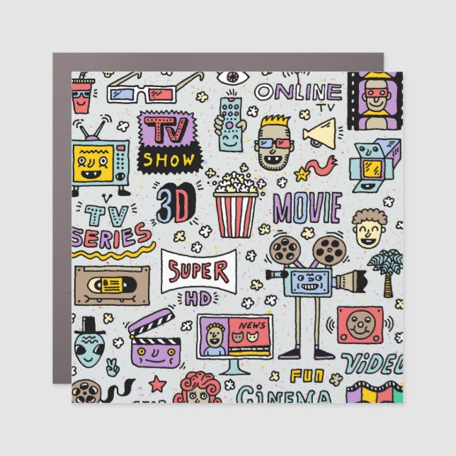 TV Series Doodles: Funny Vintage Set. Car Magnet (Front)