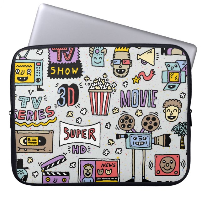 TV Series Doodles: Funny Vintage Set. Laptop Sleeve (Front)