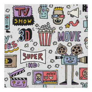 TV Shows, Series and Movies Funny Doodle vintage s Faux Canvas Print