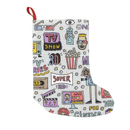 TV Shows Series and Movies Funny Doodle vintage s Small Christmas Stocking