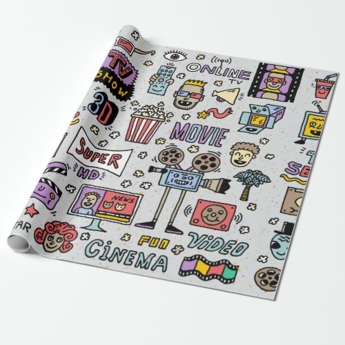TV Shows Series and Movies Funny Doodle vintage s Wrapping Paper