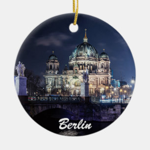 TV tower and Berlin Cathedral in Berlin, Germany Ceramic Ornament