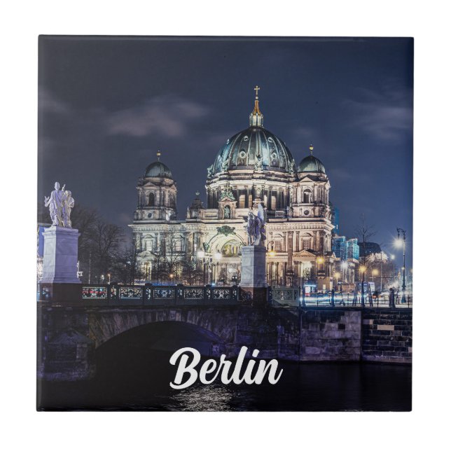 TV tower and Berlin Cathedral in Berlin, Germany Ceramic Tile (Front)