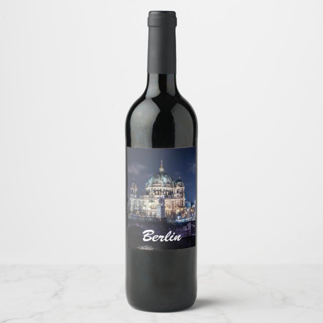 TV tower and Berlin Cathedral in Berlin, Germany Wine Label (Front)