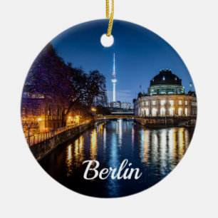 TV tower and museum island in Berlin, Germany Ceramic Ornament