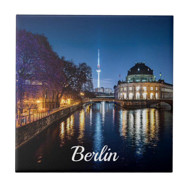 TV tower and museum island in Berlin, Germany Ceramic Tile (Front)