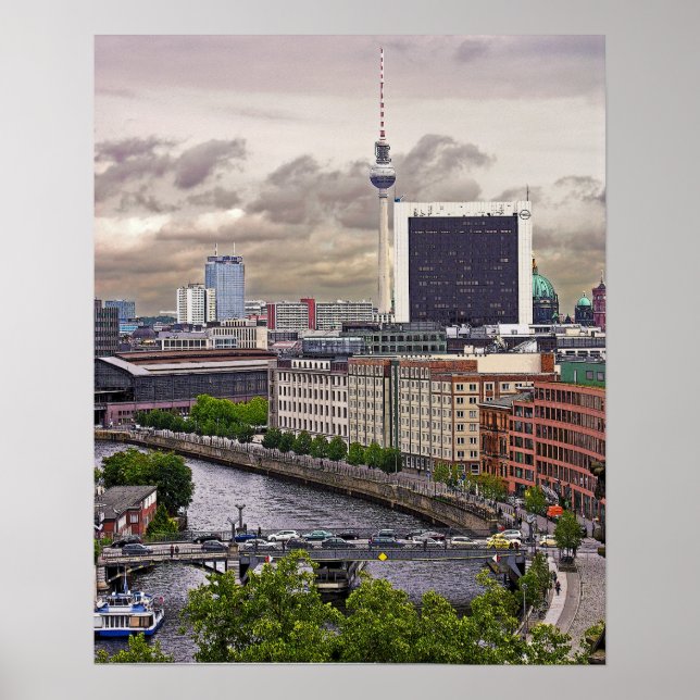 Tv Tower (Fernsehturm), Berlin, Panoramic(tv11pst) Poster (Front)