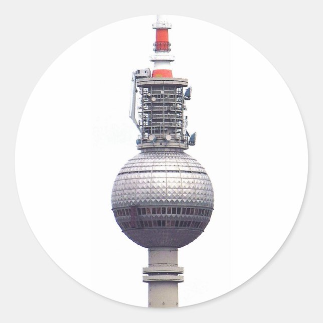 Tv Tower (Fernsehturm), Berlin,Red (tv14) Classic Round Sticker (Front)