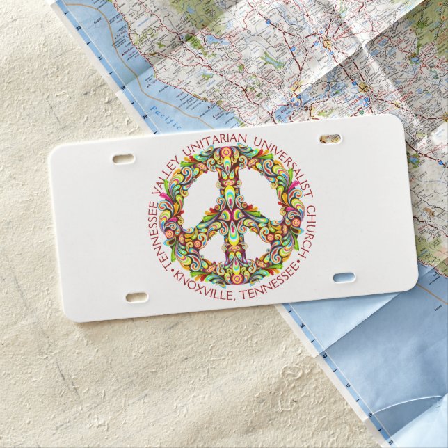 TVUUC, Beautiful Peace Symbol License Plate (In Situ)