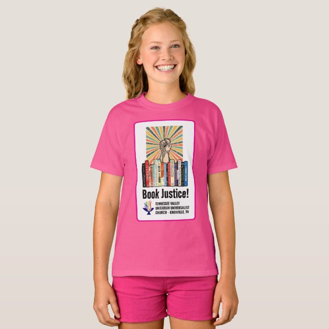TVUUC - Book Justice!  T-Shirt (Front Full)