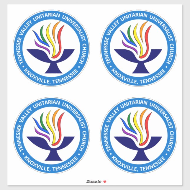 TVUUC Chalice Logo Medium Blue Circle Sticker (Sheet)
