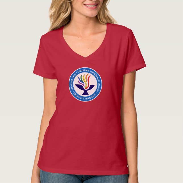 TVUUC Chalice Logo Medium Blue Circle T-Shirt (Front)