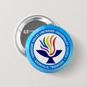 TVUUC Chalice Logo on Blue Rays Background Button