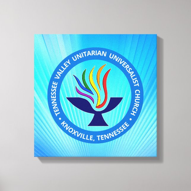 TVUUC Chalice Logo on Blue Rays Background Canvas Print (Front)