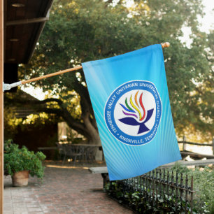 TVUUC Chalice Logo on Blue Rays Background House Flag