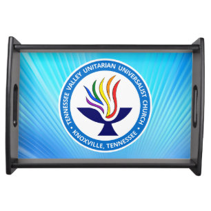 TVUUC Chalice Logo on Blue Rays Background Serving Tray