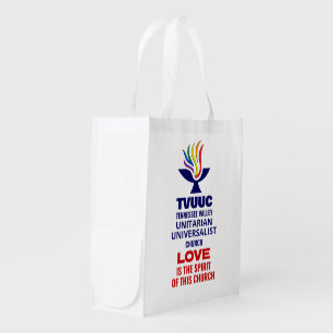 TVUUC Chalice Logo Symbol, Love is the Spirit Grocery Bag