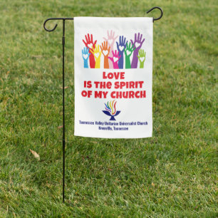 TVUUC Hearts/Hands LOVE is the Spirit Garden Flag