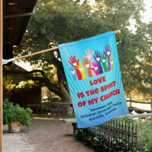 TVUUC Hearts/Hands LOVE is the Spirit House Flag