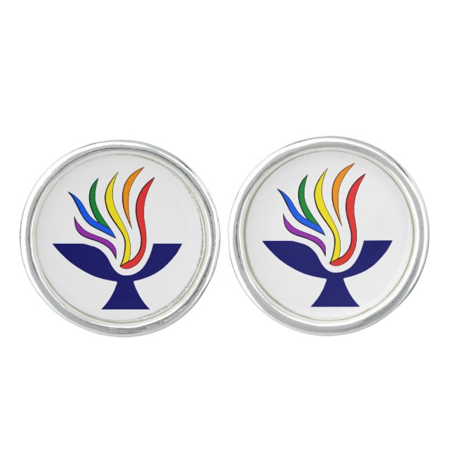TVUUC Symbol Flaming Chalice Logo Cufflinks (Front)