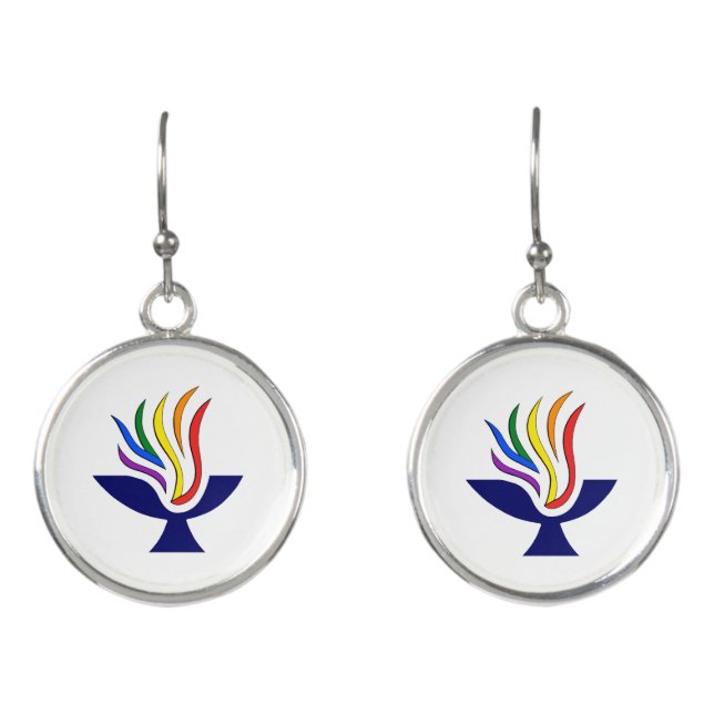 TVUUC Symbol Flaming Chalice Logo Earrings (Front)