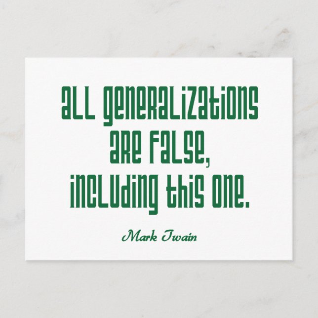 Twain on Generalizations Postcard (Front)