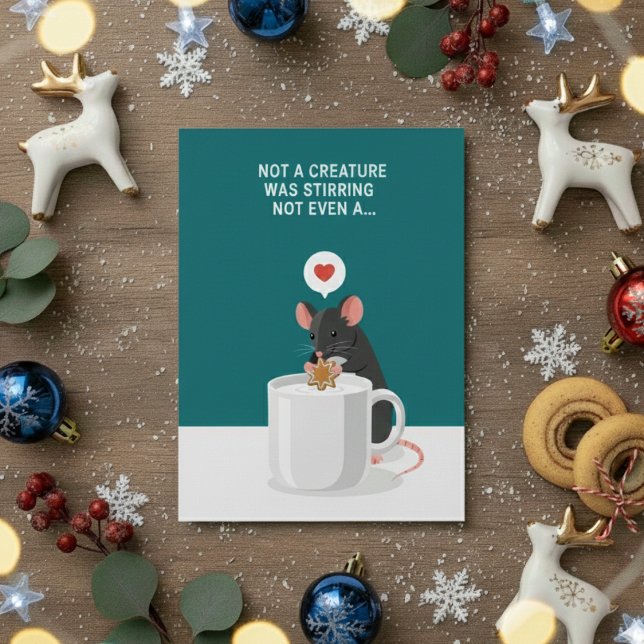 Twas Night Funny Christmas Mouse Greeting  Holiday Card (Creator Uploaded)