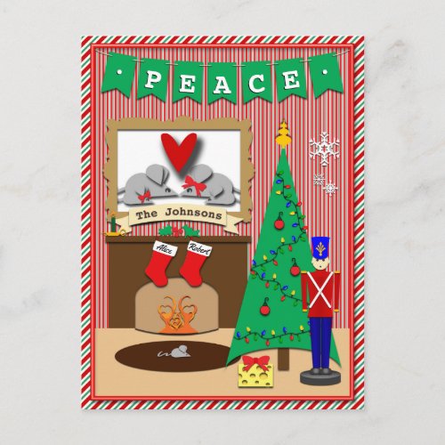 Twas the Night Before Christmas  2 Stockings Holiday Postcard