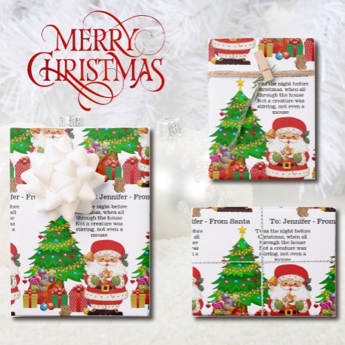Twas The Night Before Christmas Add Childs Name 3 Wrapping Paper Sheets