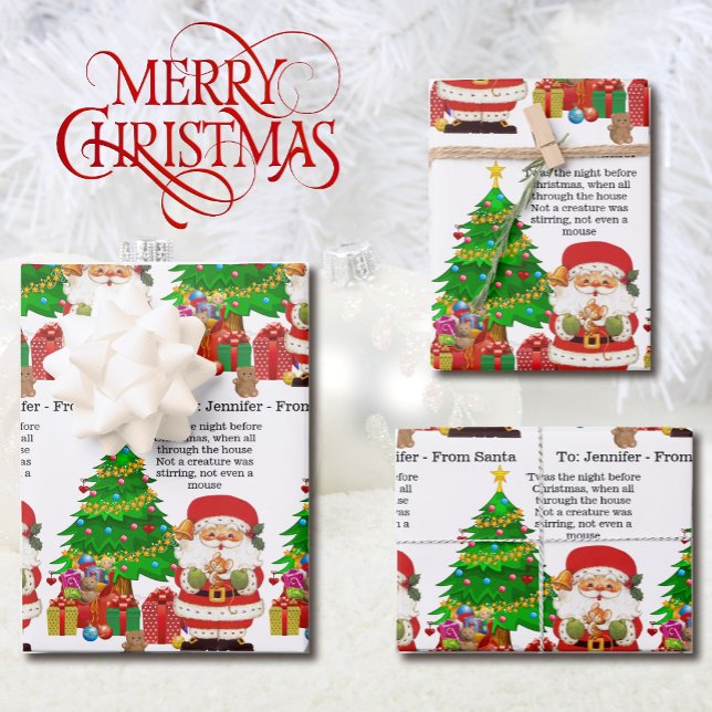 Twas The Night Before Christmas Add Child's Name 3 Wrapping Paper Sheets (Creator Uploaded)