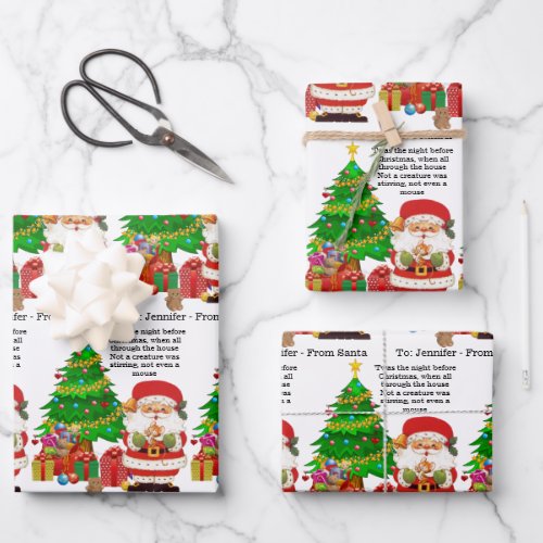 Twas The Night Before Christmas Add Childs Name 3 Wrapping Paper Sheets