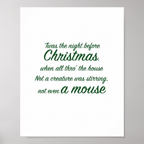 Twas the Night Before Christmas Green Poster