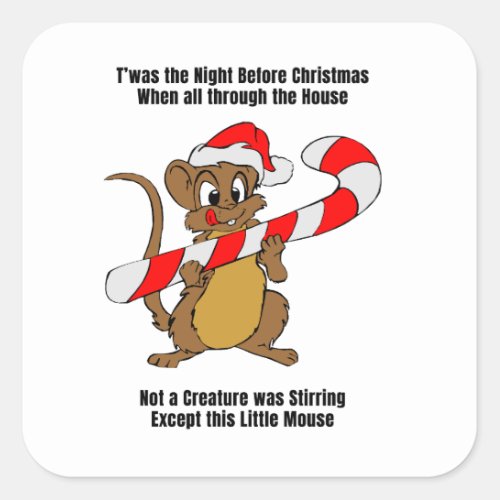 Twas the Night Before Christmas Mouse Square Sticker